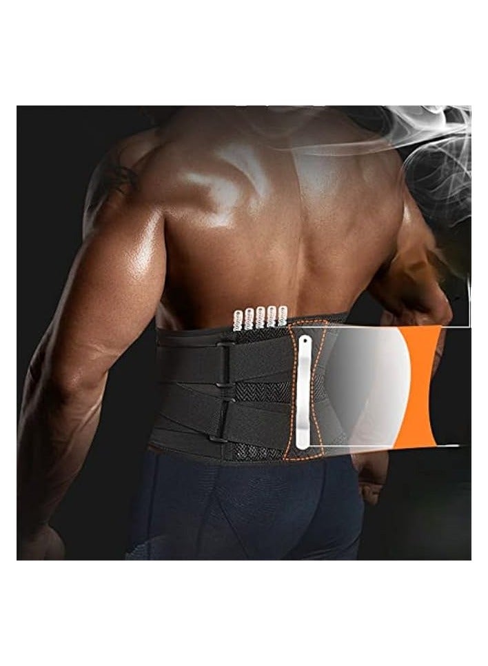 بروماس حزام دعم الخصر القطني، دعامة قوية لأسفل الظهر، حزام كورسيه، مدرب خصر، حزام نحيف لتخفيف الآلام الرياضية (كبير) - Image 3