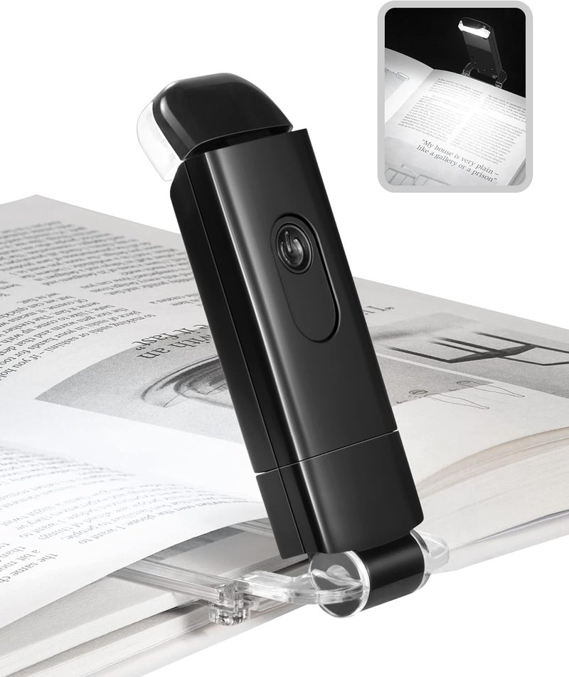 DEWENWILS Book Reading Light with Cilp, LED Clip on Book Light for Reading in Bed, USB Rechargeable Eye Care Book Lamp for Kids, Bookworms,2 Brightness Levels (Black) - Image 1
