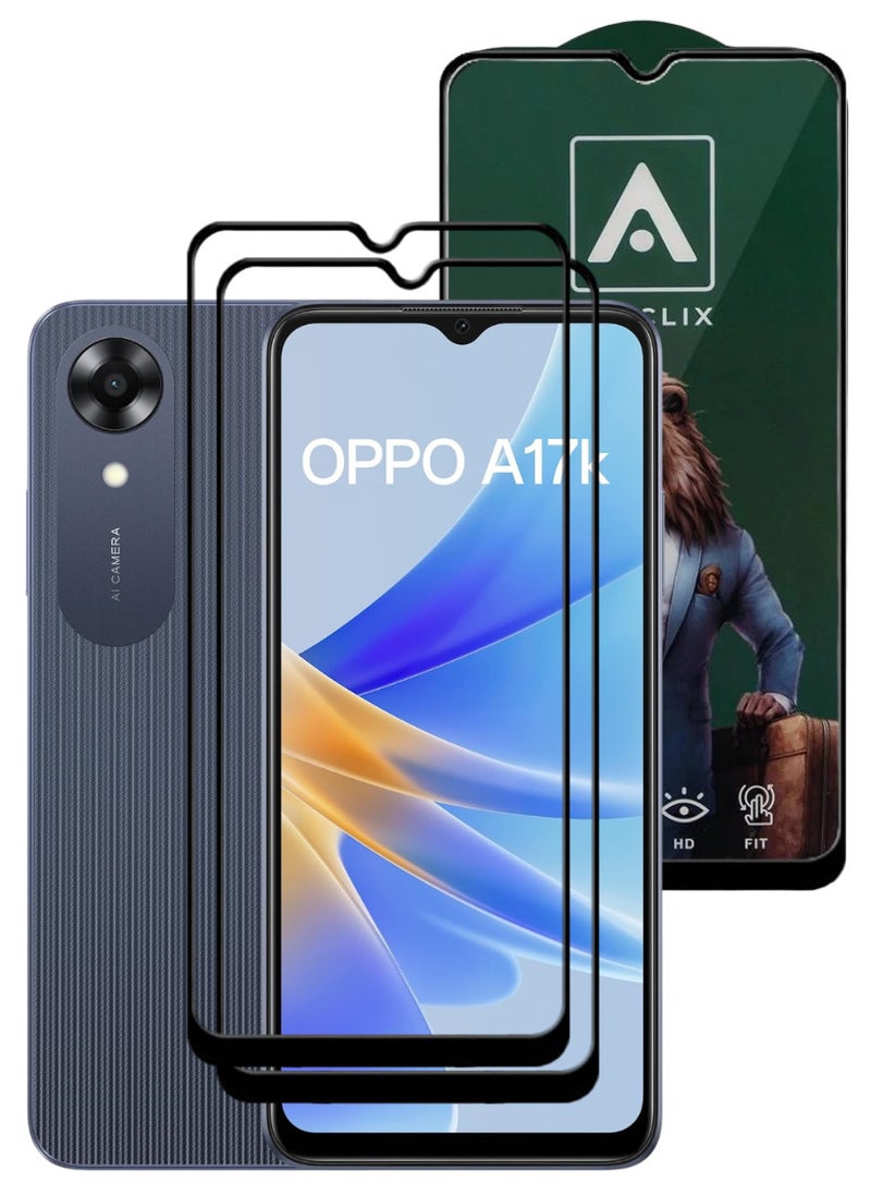 ACLIX 2 Pieces Antistatic ESD Dustproof Premium Quality High Definition Tempered Glass Screen Protector Designed For Oppo A17k - Image 1