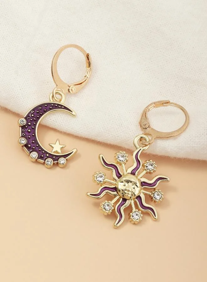 تايك تو أقراط بتصميم الشمس والقمر والنجوم