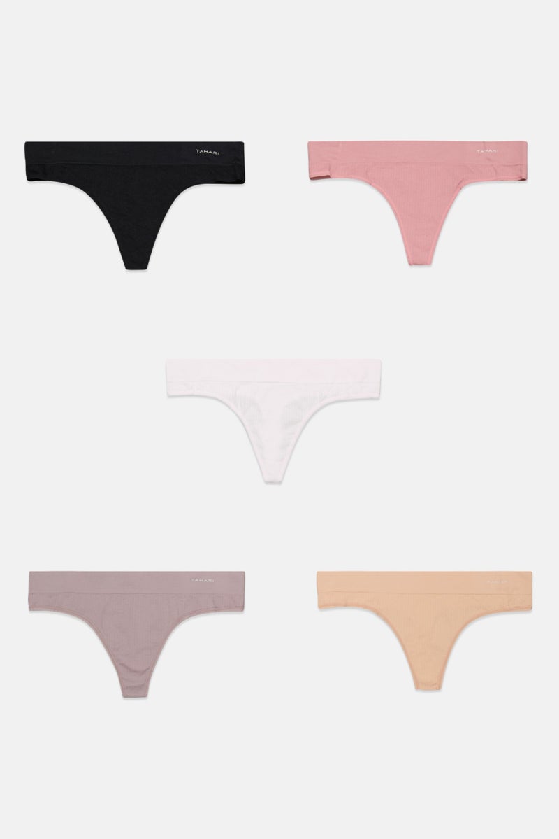 Tahari Women 5 Piece Textured Panty, Black  - Image 3