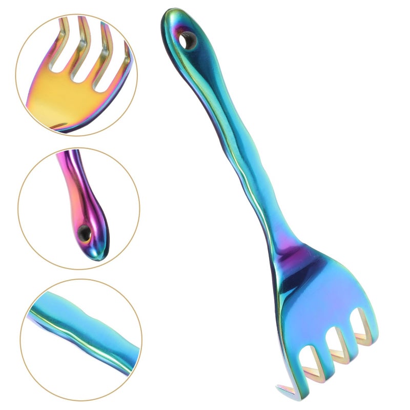 Metal Garden Hand Rake for Soil Loosening Leaf Raking Portable Gardening Tool - Image 4