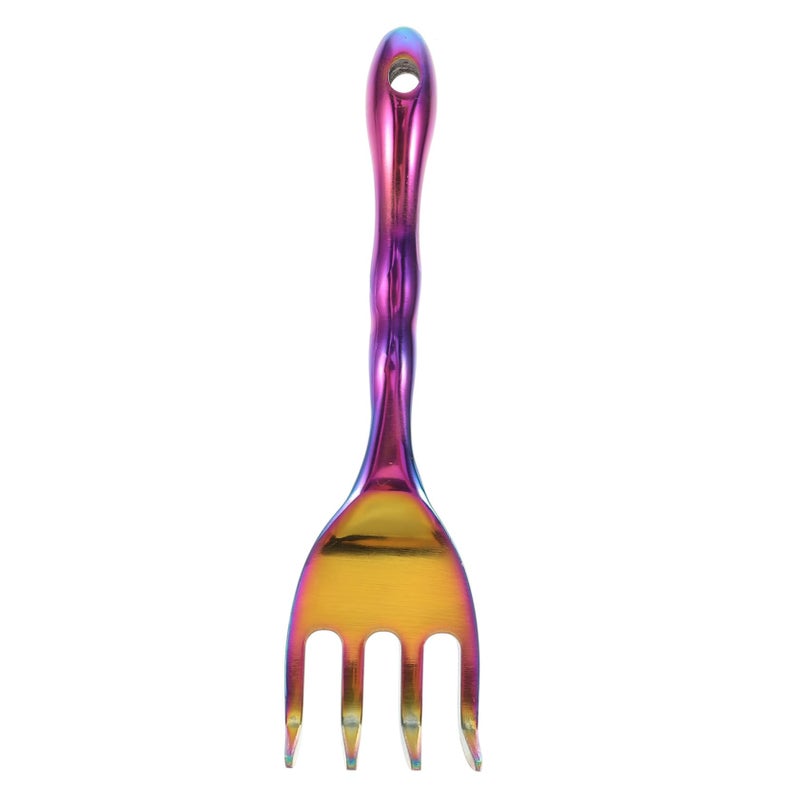 Metal Garden Hand Rake for Soil Loosening Leaf Raking Portable Gardening Tool - Image 2