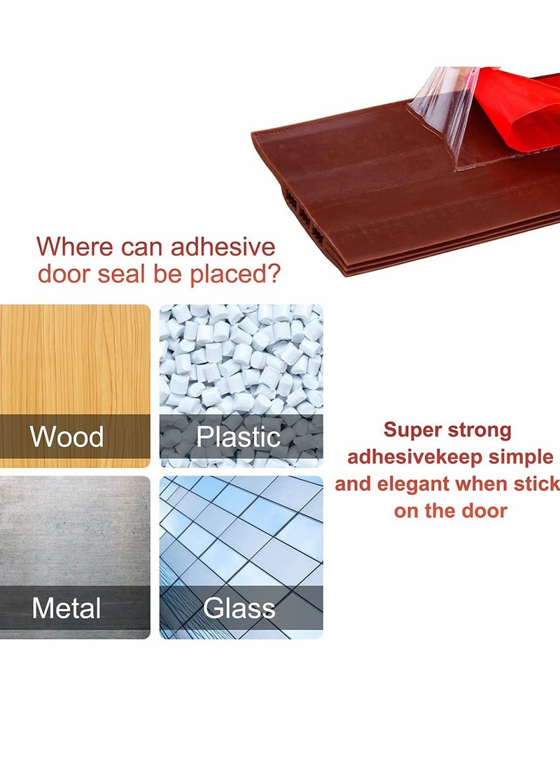 Door Draft Stopper Under Door Seal for Exterior Interior Doors, Door Sweep Strip Under Door Draft Blocker, Soundproof Door Bottom Weather Stripping Keeping Draft Noise Out 2 Inch W x 39 Inch L(Brown) - Image 4