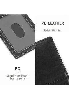 Excefore Badge Holder, 2 Pack Lanyards for Id Badges Reel Grade Leather ID Card Holder  - Image 4