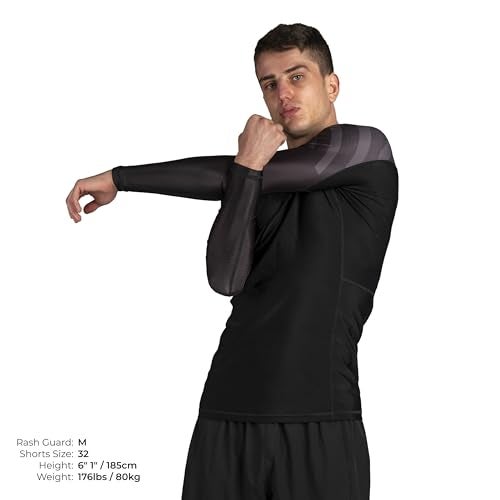 Sanabul Essential Long Sleeve Compression Training Rash Guard for MMA BJJ Wrestling Grappling and No Gi Jiu Jitsu Rashguard All Black XXLarge - Image 3