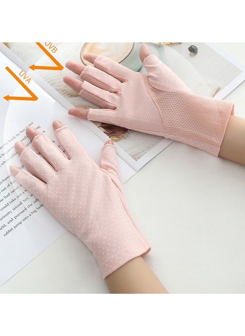 Generic - Women Girls Summer Fingerless Gloves, Non-slip UV Protection Driving Gloves Outdoor Gloves - Image 1