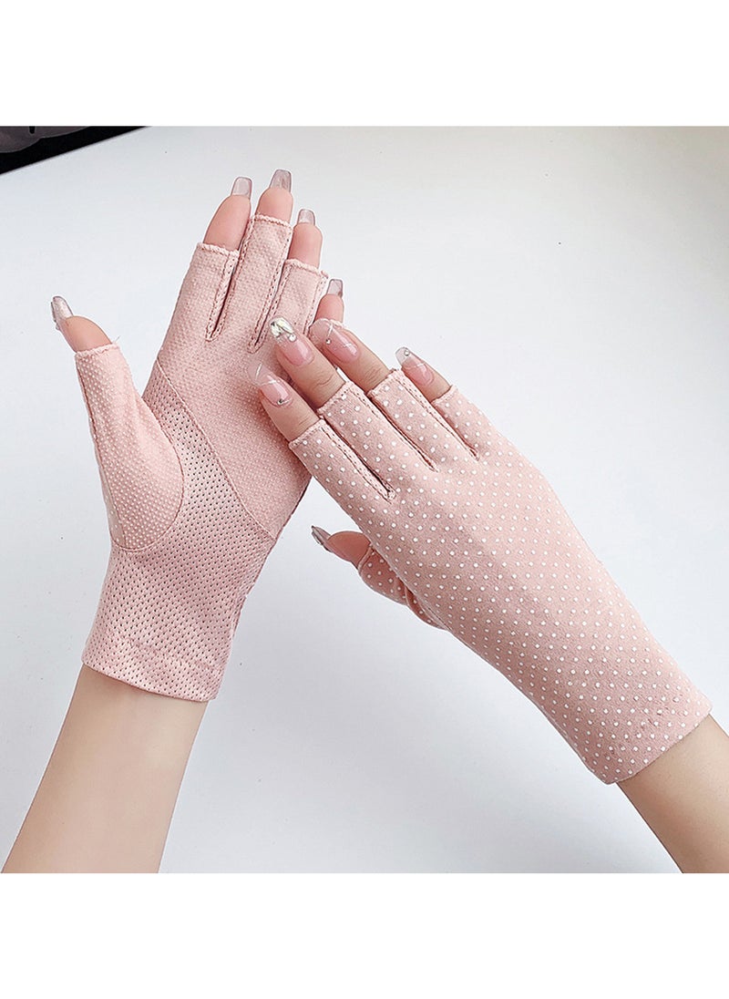 Generic - Women Girls Summer Fingerless Gloves, Non-slip UV Protection Driving Gloves Outdoor Gloves - Image 1