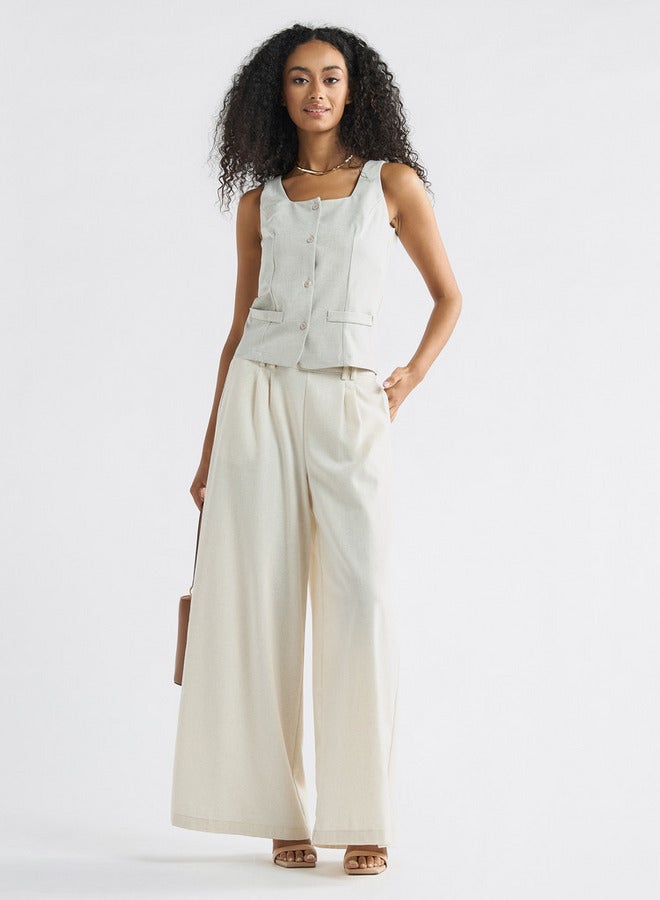 Splash FAV Sleeveless Wrap Jacket with Square Neck and Button Closure - Image 2