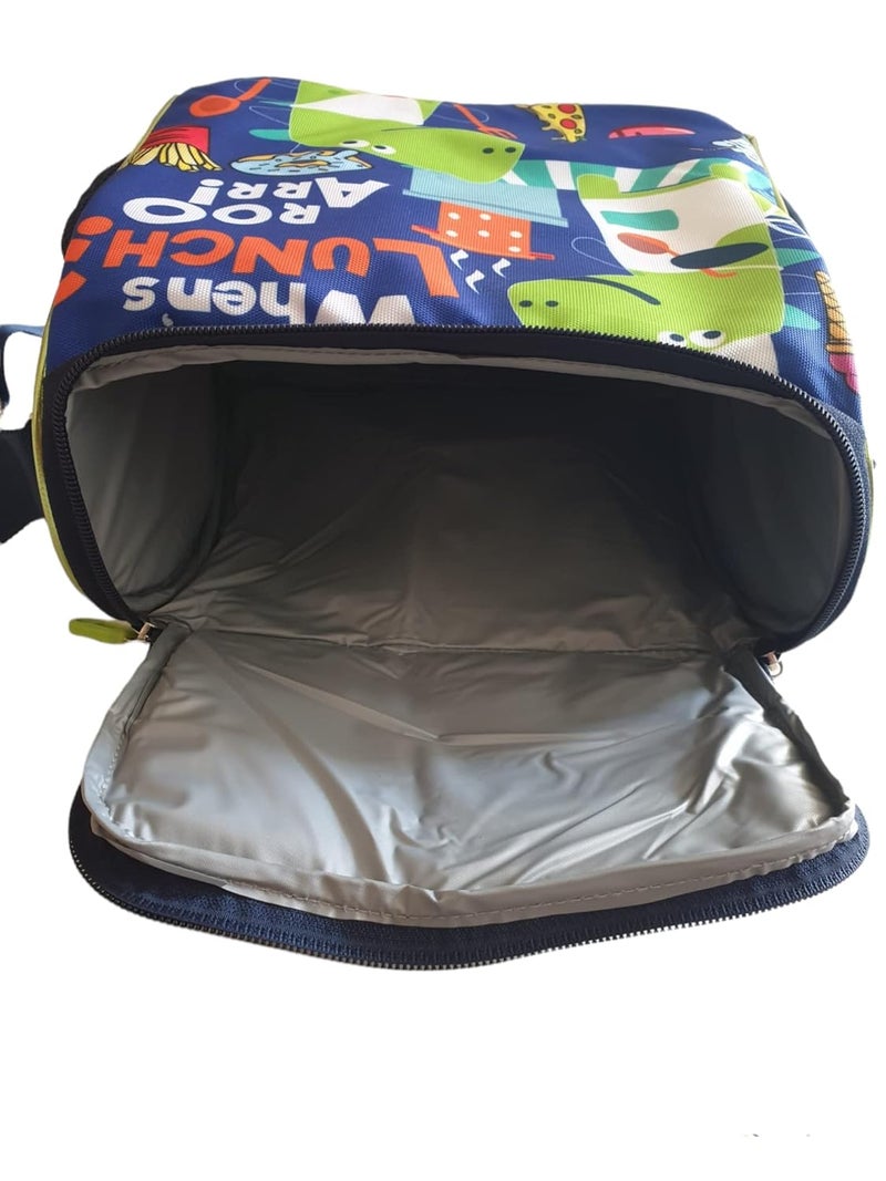 ShopNGift Multicolour Dinosaur Tiffin Bag for Kids Blue Boys Insulated Lunch Bag (Dinosaur, Polyester) - Image 3