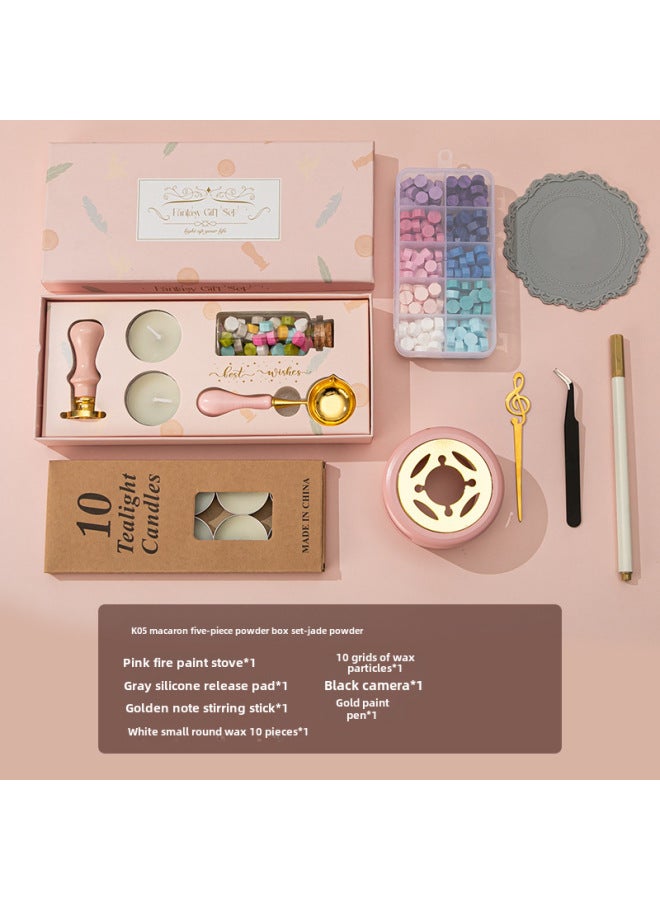 Autonomy New Macaron Fire Lacquer Wax Grain Furnace Seal Hand Account Valentine's Day Birthday Gift Lacquer Seal Full Set - Image 1