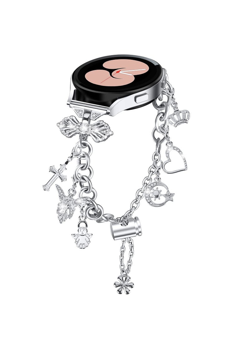 SYOSI Unique Watch Band for Samsung Galaxy Watch 45 Active 2 40mm 44mm Band Watch 5 Pro 45mm Watch 4 Classic 42mm 46mm, Diamond Bracelet Charms Individuality Jewelry Metal Strap - Image 1