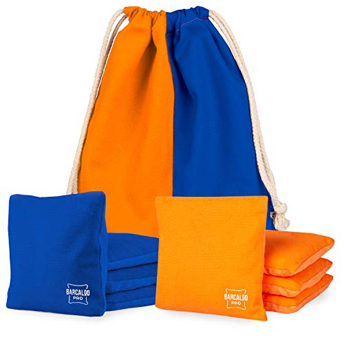 Barcaloo Pro Cornhole Bags - Set of 8 Regulation All Weather Two Sided Bean Bags for Professional Corn Hole Game - 4 Orange & 4 Blue - Image 1