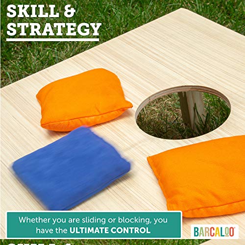 Barcaloo Pro Cornhole Bags - Set of 8 Regulation All Weather Two Sided Bean Bags for Professional Corn Hole Game - 4 Orange & 4 Blue - Image 4
