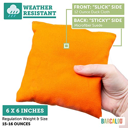 Barcaloo Pro Cornhole Bags - Set of 8 Regulation All Weather Two Sided Bean Bags for Professional Corn Hole Game - 4 Orange & 4 Blue - Image 2