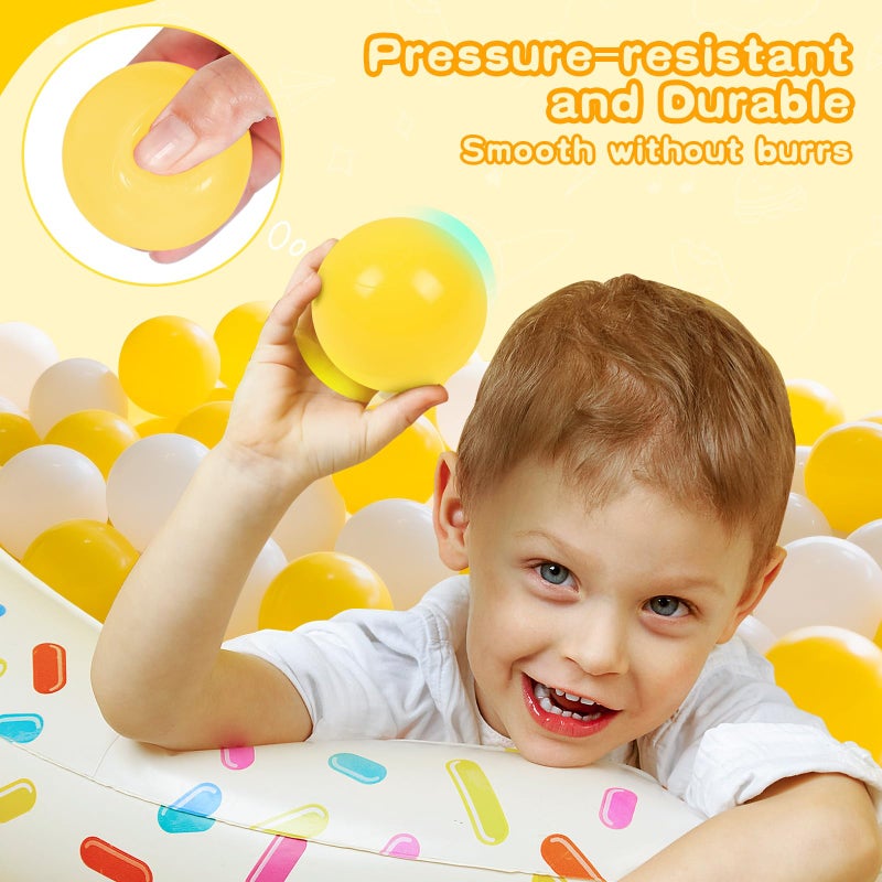TRENDBOX Ball Pit Balls 100 - Macaron Colors Balls for Ball Pit, Play Tent Baby Playhouse Pool Birthday Party Decoration (G-Yellow&White) - Image 5