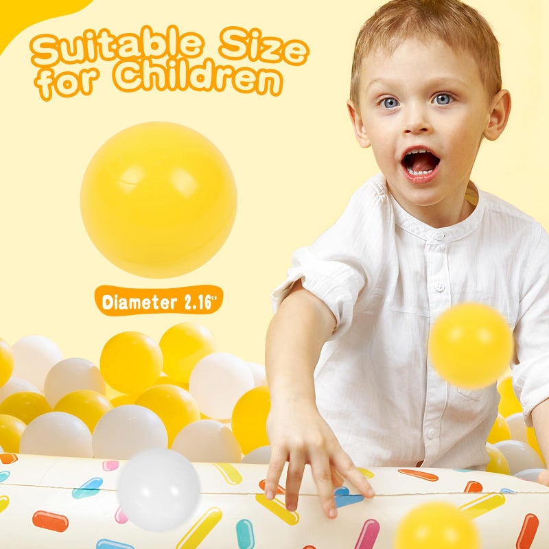 TRENDBOX Ball Pit Balls 100 - Macaron Colors Balls for Ball Pit, Play Tent Baby Playhouse Pool Birthday Party Decoration (G-Yellow&White) - Image 3