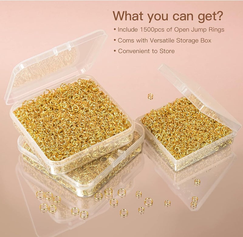 SIJCM 1500pcs Gold Jump Rings 6 mm Jump Rings for Jewelry Making Open Jump Rings and O Rings for Jewelry Making - Image 3