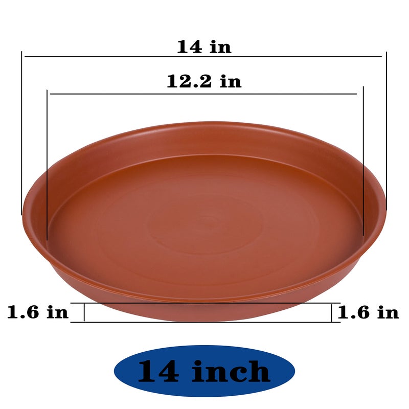 Bleuhome 2 Pack of Bird Bath Bowl 14 inch, 1.6" Depth, 12 14 16 18 19 inch Heavy Duty BirdBath Bowls only, Plastic Round Large Plant Saucer Dish for Garden (14", Terracotta) - Image 2