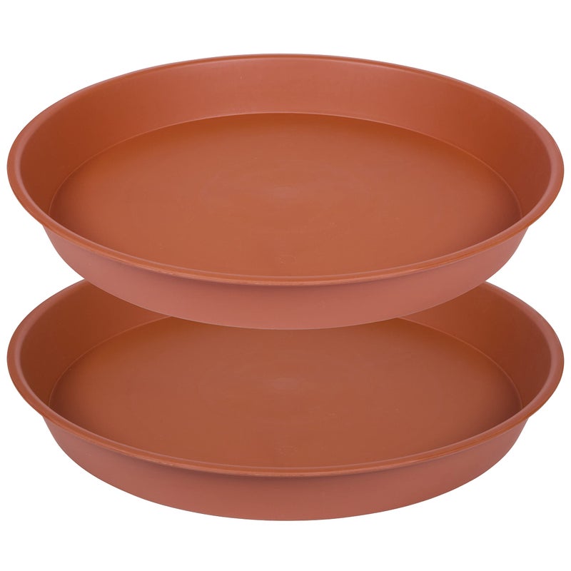 Bleuhome 2 Pack of Bird Bath Bowl 14 inch, 1.6" Depth, 12 14 16 18 19 inch Heavy Duty BirdBath Bowls only, Plastic Round Large Plant Saucer Dish for Garden (14", Terracotta) - Image 1