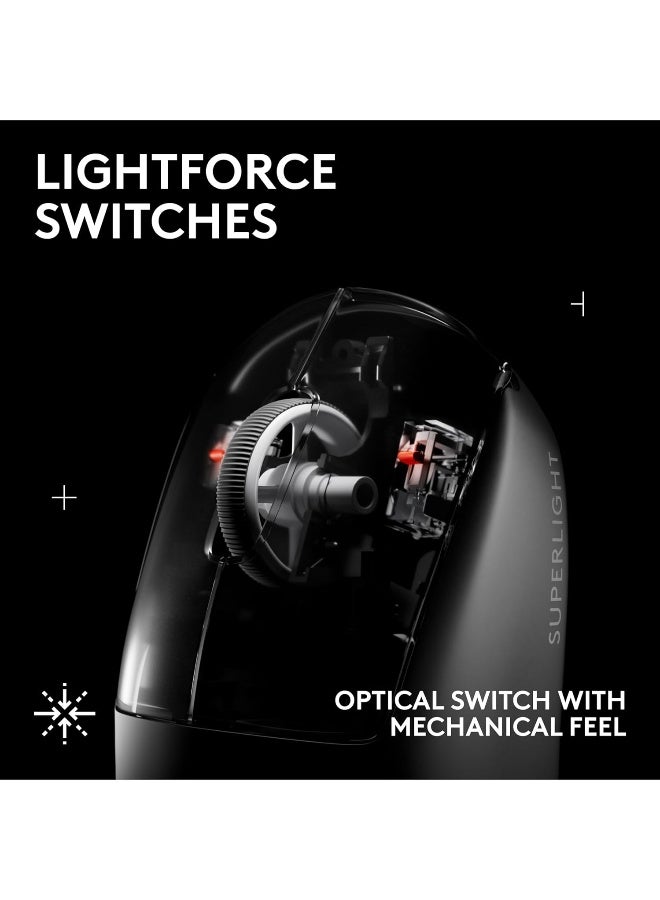 لوجيتيك ماوس الألعاب اللاسلكي Logitech G PRO X SUPERLIGHT 2، ماوس احترافي بوزن 60 جرام مع 5 أزرار قابلة للبرمجة، مستشعر 44K DPI، 888+ IPS، معدل تقرير 1 كيلوهرتز، شحن USB-C لجهاز الكمبيوتر/ماك - أسود - Image 5