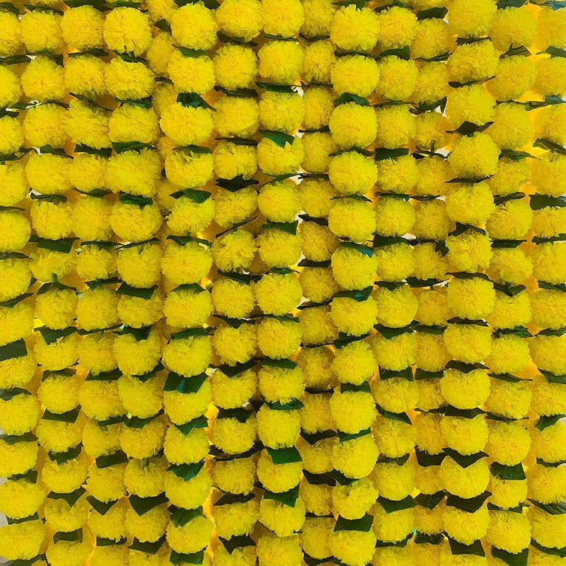 The Decor Affair Marigold Garland for Decoration 48 feet Long Strands Artificial Marigold Flowers Indian Dcor for Pooja Wedding Christmas Events 10 Pcs