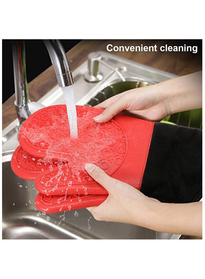 مرفا قفازات فرن من السيليكون مع بطانة مبطنة - قفازات خبز مقاومة للحرارة مع أقصى حماية ضد الحرارة والبخار - قفازات حامل وعاء مقاوم للماء للخبز والطهي والشوي - Image 2