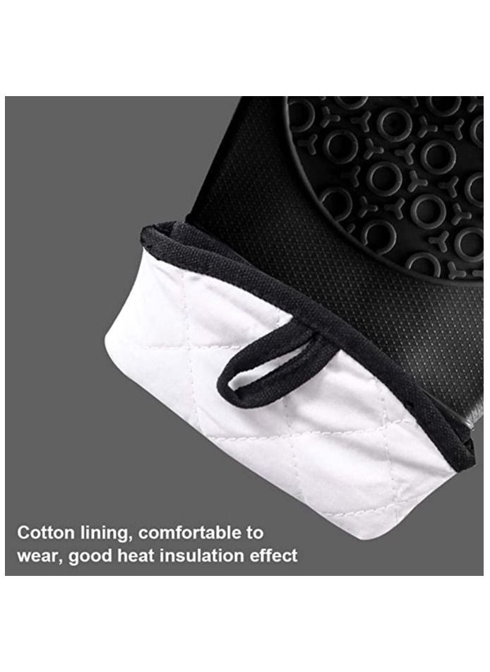 MIRFA Silicone Oven Mitts with Quilted Lining Heat Proof Baking Gloves with Maximum Protection against Heat and Steam Waterproof Pot Holder Gloves for Baking Cooking and Grilling  - Image 4