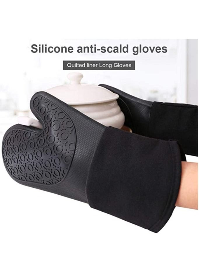 MIRFA Silicone Oven Mitts with Quilted Lining Heat Proof Baking Gloves with Maximum Protection against Heat and Steam Waterproof Pot Holder Gloves for Baking Cooking and Grilling  - Image 2