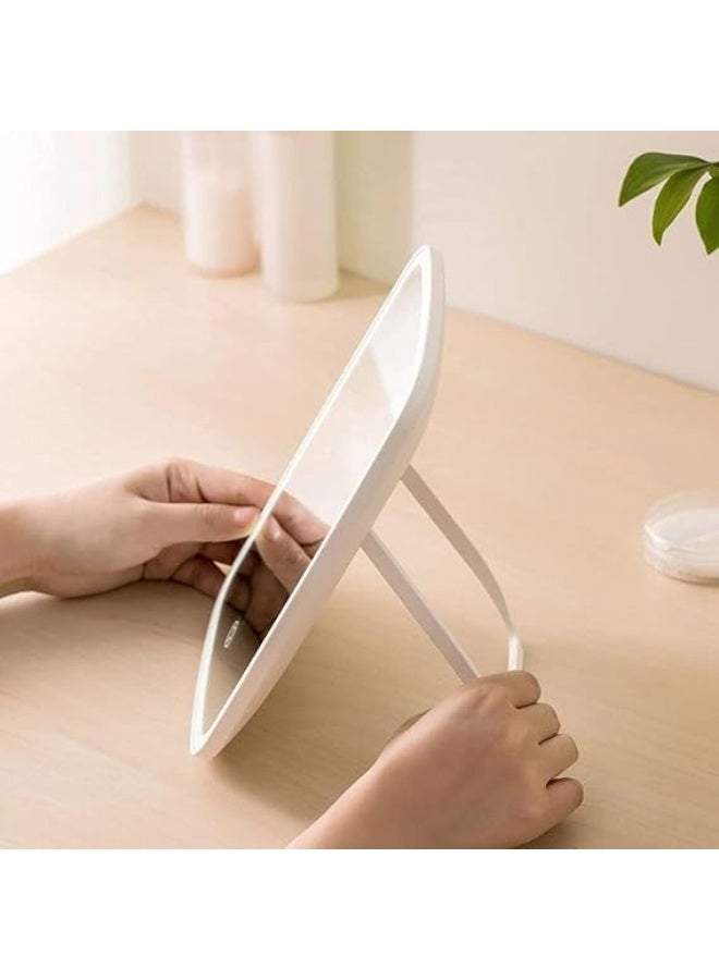 مرآة مكياج LED مستطيلة ميك اب ميرور بإضاءة بيضاء قابلة للتعديل وتصميم سفر خفيف بثلاثة ألوان غير لامعة، مرآة سطح مكتب بزاوية مرنة للنساء والفتيات للاستخدام اليومي والتجميل المنزلي والرحلات - Image 4
