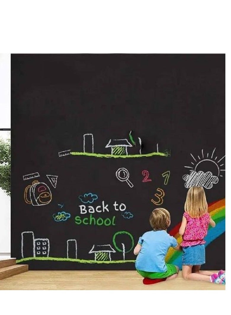 2m x 60cm Self-adhesive chalkboard with 5 chalks - easy to install and removable - Image 2