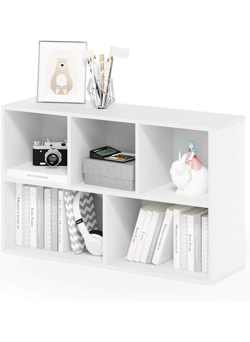 Beauenty 5 Cube Storage Shelf Organizer Bookshelf with Back Panel,Modern Wood Cube Storage Organizer for Living Room, Bedroom, Kids Room,Easy Assembly (White) - Image 2