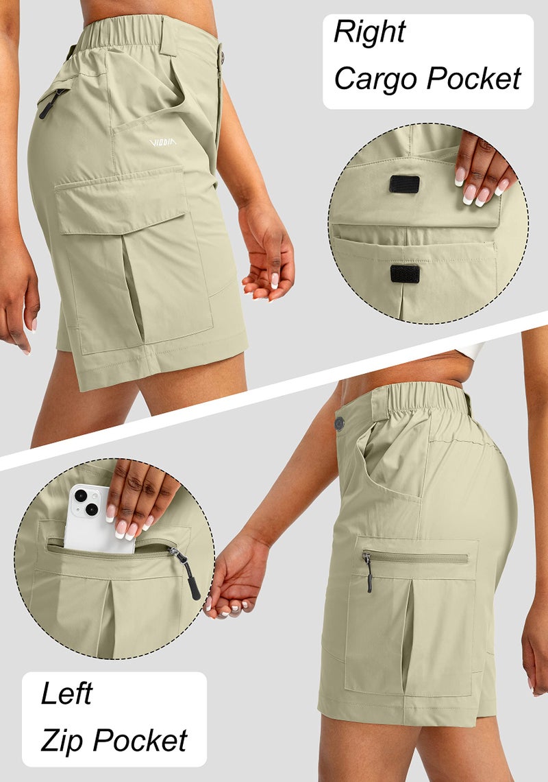 Viodia Women's 7" Hiking Cargo Shorts with Pockets Quick Dry Lightweight Shorts for Women Golf Casual Summer Shorts - Image 5