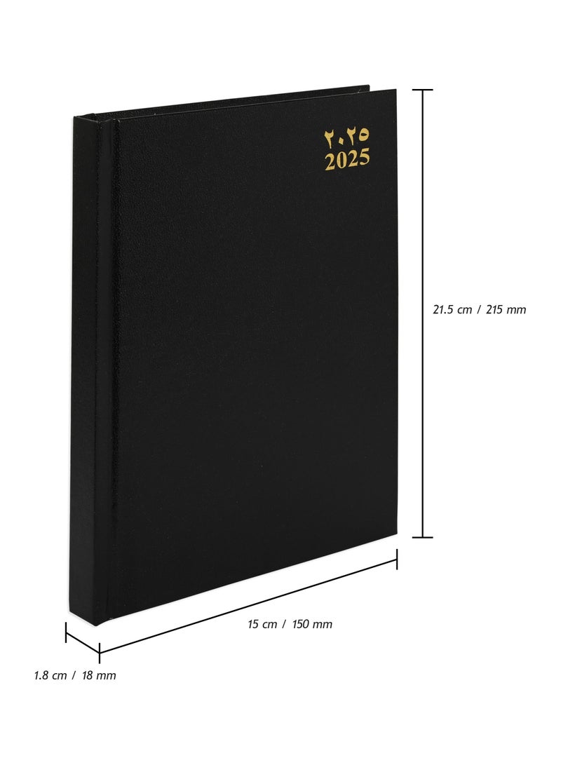 FIS Fis 2025 A5 Diary,Vinyl,  (Arabic/English)  Hard Cover Black -FSDI21AE25BK  - Image 4