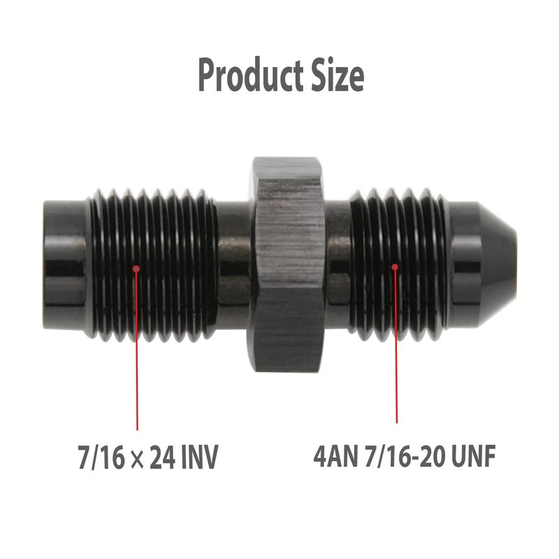 KRD PERFORMANCE Aluminum 4AN AN4 Male Flare to 716 x 24 Male Thread Inverted Seat Adaptor Fittings Inv Flare Connector Black - Image 4