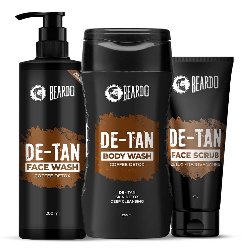Beardo De-tan Har Roz Kit For Men (Set of 3) | Detan Face Wash & Detan Scrub & Detan Body Wash with Powerful Coffee Extract for Tan Removal | Hydrates & Exfoliates Men's Skin for Oil Control - Image 1