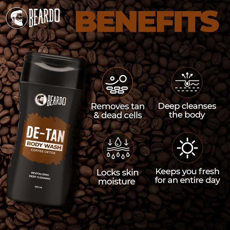Beardo De-tan Har Roz Kit For Men (Set of 3) | Detan Face Wash & Detan Scrub & Detan Body Wash with Powerful Coffee Extract for Tan Removal | Hydrates & Exfoliates Men's Skin for Oil Control - Image 5
