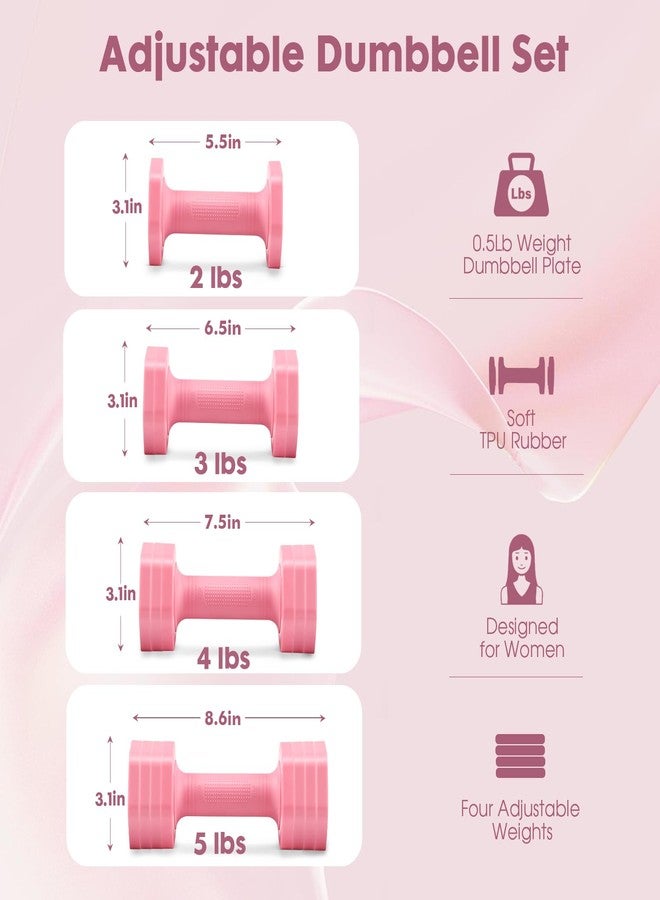 EQUIPRO Adjustable Dumbbell Set, 4 in 1 Weights for Women at Home, Hand Weights Dumbbells for Women, Each 2lb 3lb 4lb 5lb Fast Adjust Weight with Soft TPU Handle for Home Gym Exercise Training - Image 4