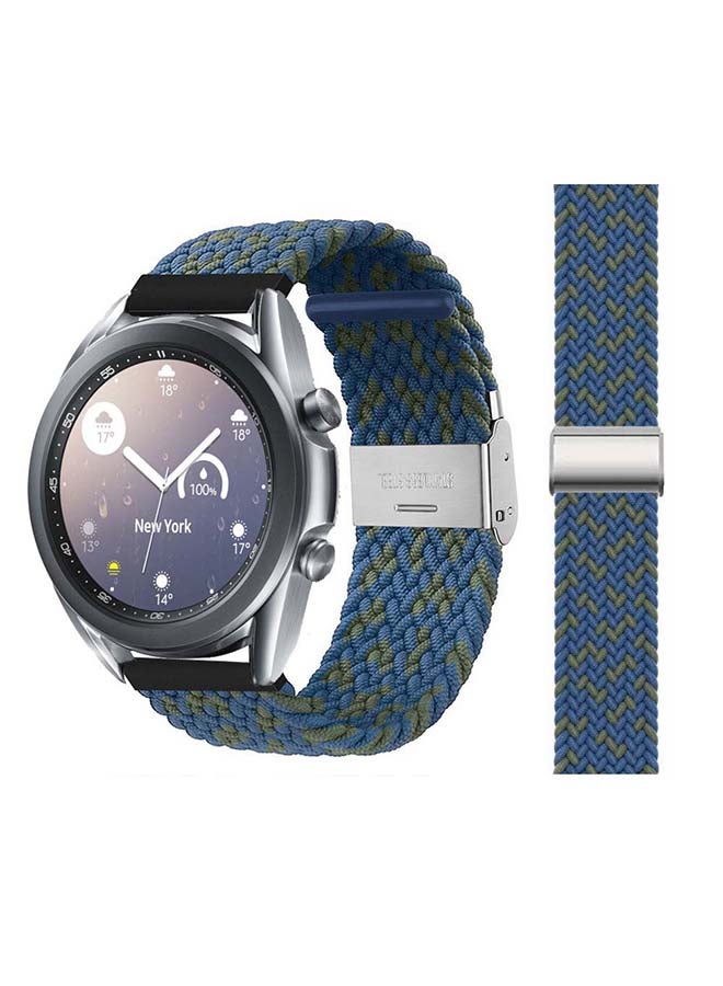 Perfii Adjustable Braided Solo Loop Band For Samsung Galaxy Watch3 Blue/Green - Image 1