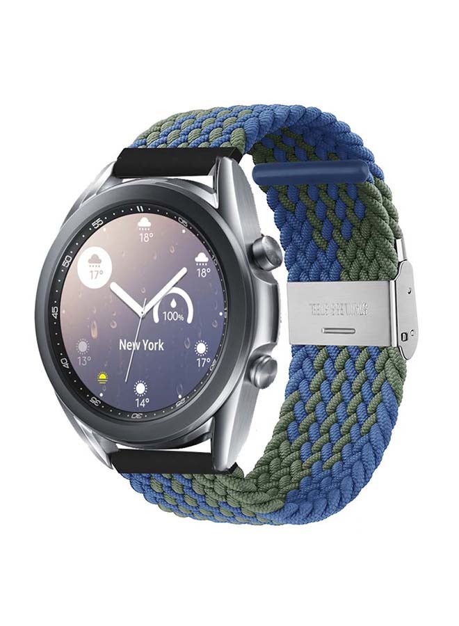 Perfii Adjustable Braided Solo Loop Band For Samsung Galaxy Watch3 Blue/Green - Image 2