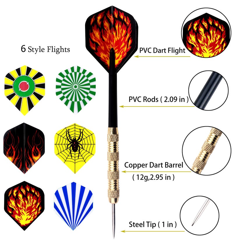 MaxMau Steel Tip Darts Set,Professional Darts Metal Tip,Metal Darts for Dartboard,18 pcs - Image 2