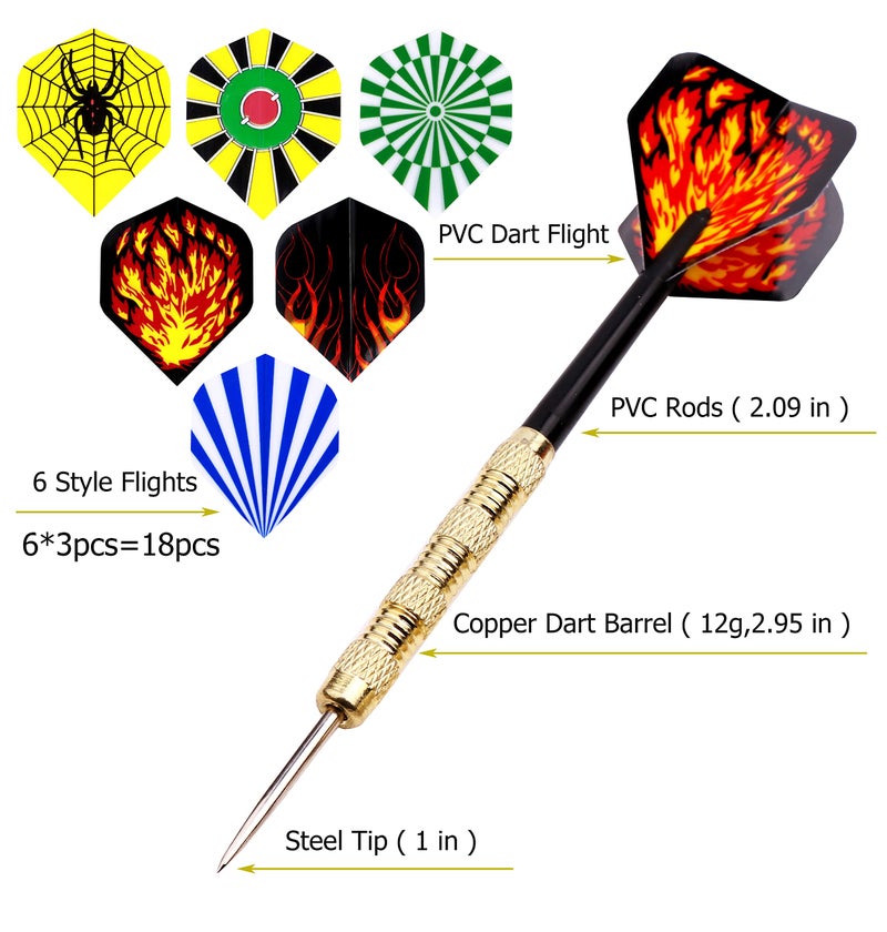 MaxMau Steel Tip Darts Set,Professional Darts Metal Tip,Metal Darts for Dartboard,18 pcs - Image 4