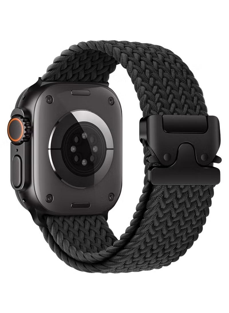 Generic - Braided Band Compatible with Apple Watch Ultra 1/2 49mm 46mm 45mm 44mm 42mm for Women Men Made of Breathable Polyester,Parachute Style Buckle Straps for iWatch SE Series 10 9 8 7 6 5 4 3 2 1 SE - Image 1