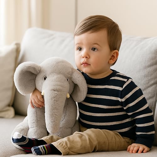 WEIGEDU 13" Gray Elephant Stuffed Animal - Plush Toy for Boys, Girls, Kids, Baby Shower, Bedtime, Birthday - Image 5