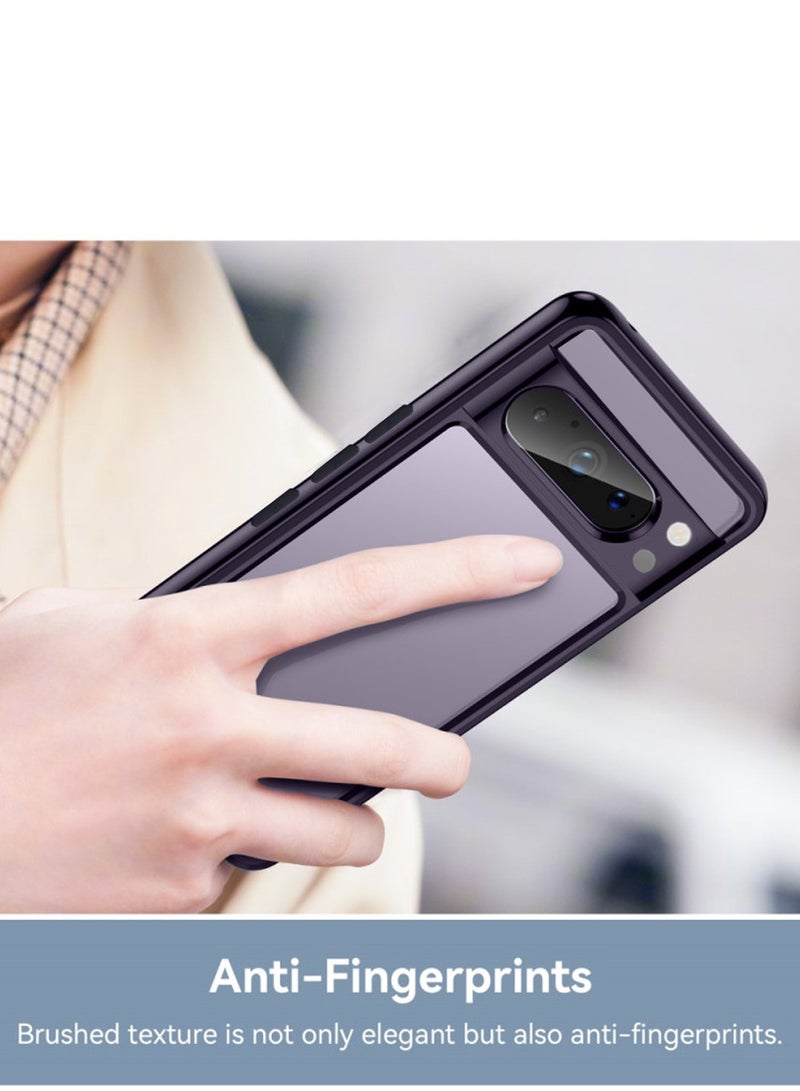 دبليو تيك غطاء حماية من السيليكون الهجين مع غطاء حماية خلفي شفاف لهاتف Google Pixel 8 Pro 5G 2023 أرجواني باذنجاني - Image 2