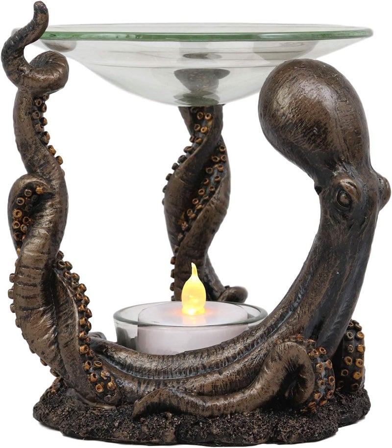 Ebros Gift Nautical Octopus Head and Arms Oil Warmer Candle Holder - Image 1