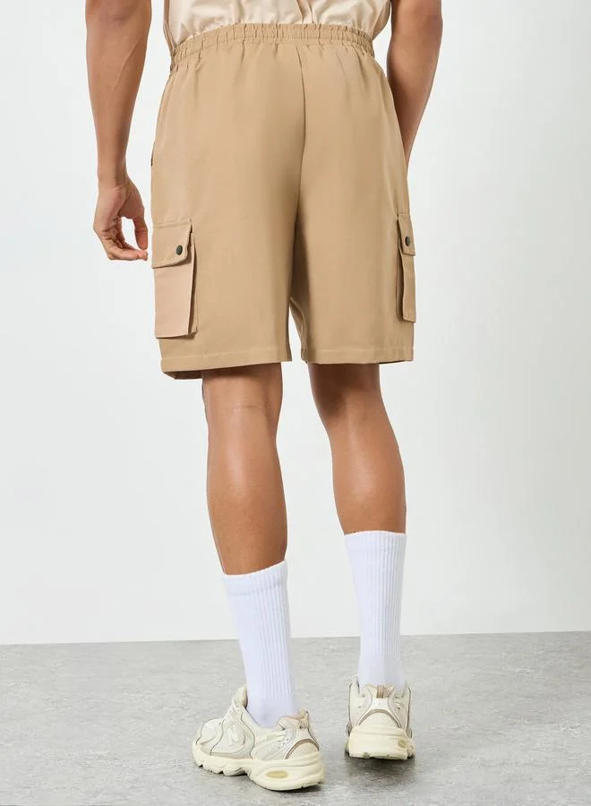 Take Two  Men Beige Cargo Shorts with Drawstring for Men | Best Price UAE