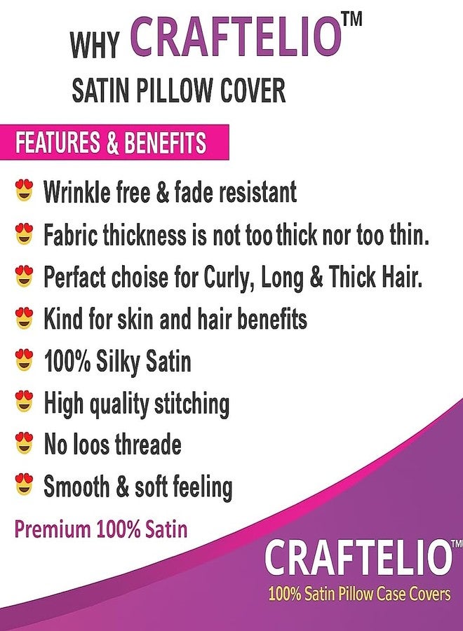 Craftelio Satin Pillow Covers with Scrunchies Set – Pack of 2 White Satin Pillowcases for Hair & Skin + 3 Free Satin Scrunchies | Luxury Soft Silk-Feel Pillow Cover Gift (Purple) - Image 3