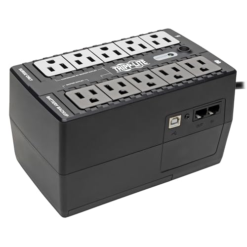 Tripp Lite تريند لايت 550VA UPS بطارية احتياطية واقي من زيادة التيار معتمد من ENERGY-STAR، AVR، مزود طاقة غير منقطع بـ 8 مآخذ، حماية بيانات، ضمان 3 سنوات وتأمين بقيمة 100,000 دولار (ECO550UPS) - Image 1