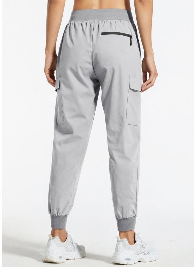 Libin Women's Cargo Joggers Lightweight Quick Dry Hiking Pants Athletic Workout Lounge Casual Outdoor, 01-pants-light Gray, M - Image 3